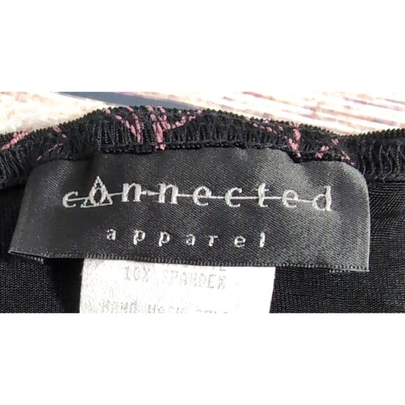 Connected Apparel Black Metallic Pink Sparkle Liquid Knit Top Size XL Festive - Picture 3 of 13